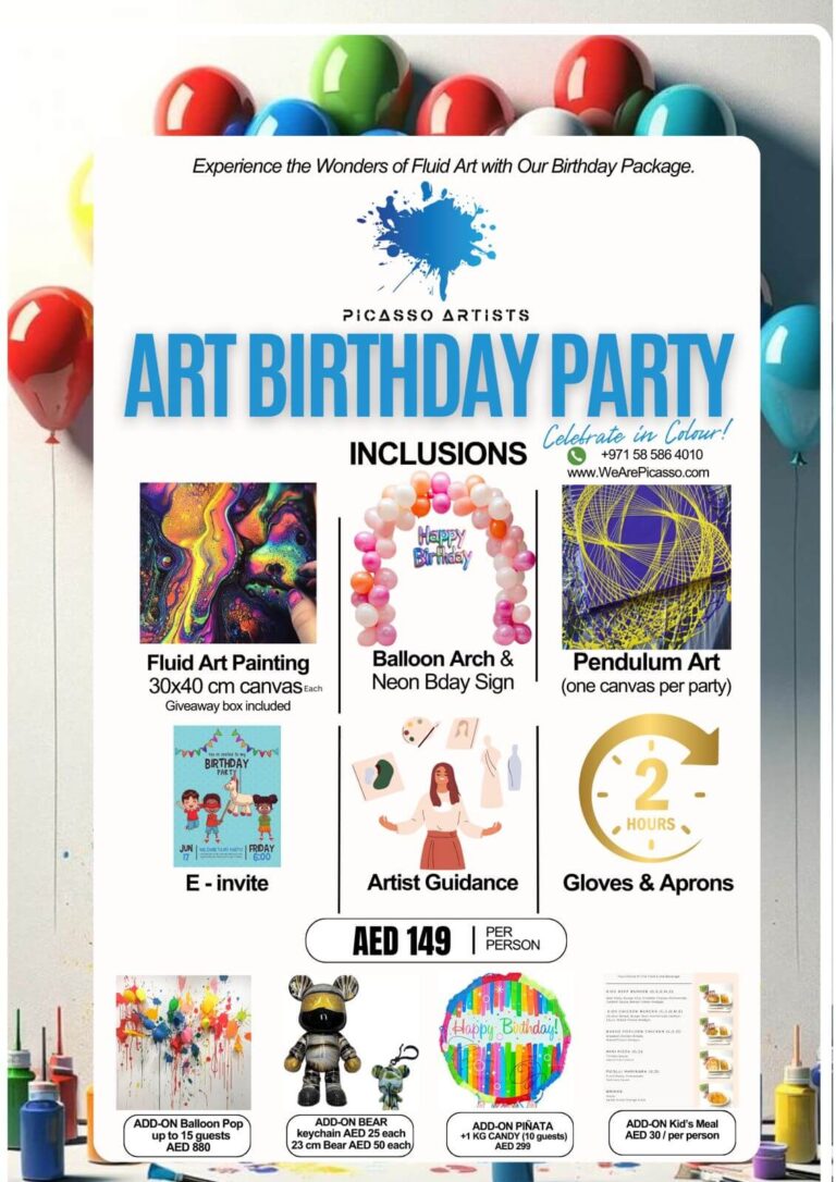 Art Birthday parties in Dubai Brochure